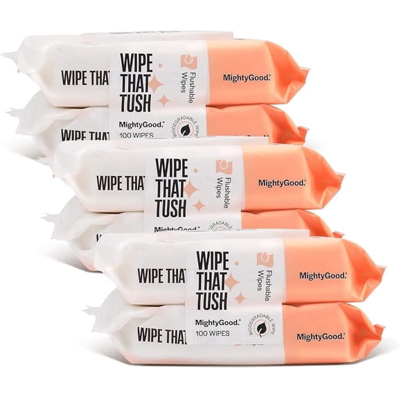 Wipe That Tush Flushable Wipes - Fragrance-Free - 6 Packs of 50 Wipes - 300 Total