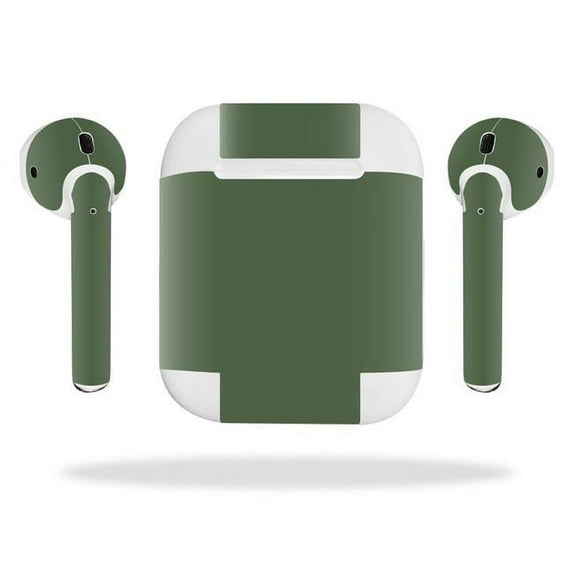 MightySkins APAIPO-Solid Olive Skin Decal Wrap for Apple AirPods Sticker - Solid Olive