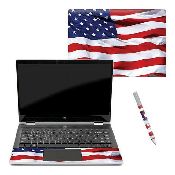 MightySkins CF-HPPX360144-American Flag Carbon Fiber Skin Decal Wrap for HP Pavilion X360 14 in. 2018 Sticker - American Flag