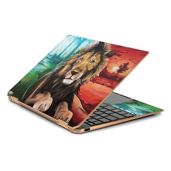 MightySkins CF-HPS3601319-Split Lion Carbon Fiber Skin Decal Wrap for HP Spectre X360 13.3 in. Gem-Cut 2019 Sticker - Split Lion