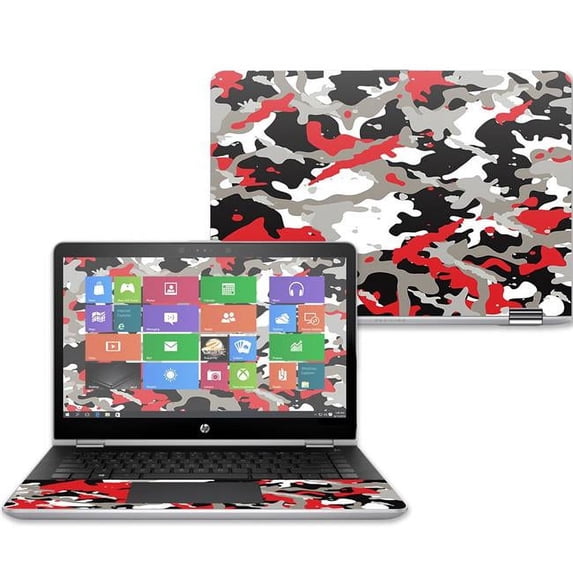 MightySkins HPPX360143-Red Camo Skin Decal Wrap for 14 in. HP Pavilion x360 2017 Sticker - Red Camo