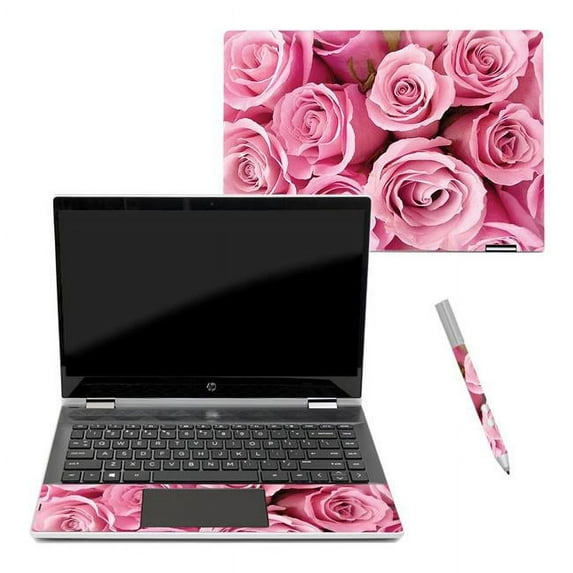MightySkins HPPX360144-Pink Roses Skin Decal Wrap for HP Pavilion X360 14 in. 2018 Sticker - Pink Roses