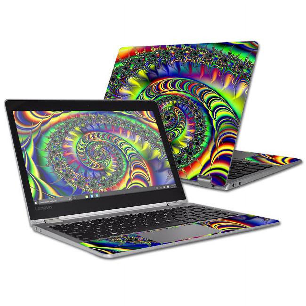 Skin Autocollant Vinyle Pour Lenovo Yoga 710 11.6" - Motif Hippy Tri Violet/vert - Neuf