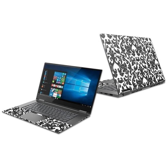 MightySkins LENY73015-Black Damask Skin for Lenovo Yoga 730 15 in. 2018 - Black Damask