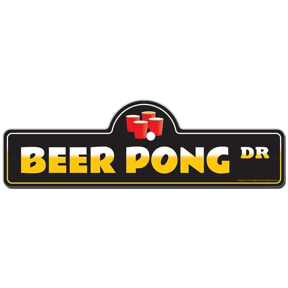 Beer Pong Street Sign | Indoor/Outdoor | Funny Home Decor for Garages, Living Rooms, Bedroom, Offices | SignMission personalized gift
