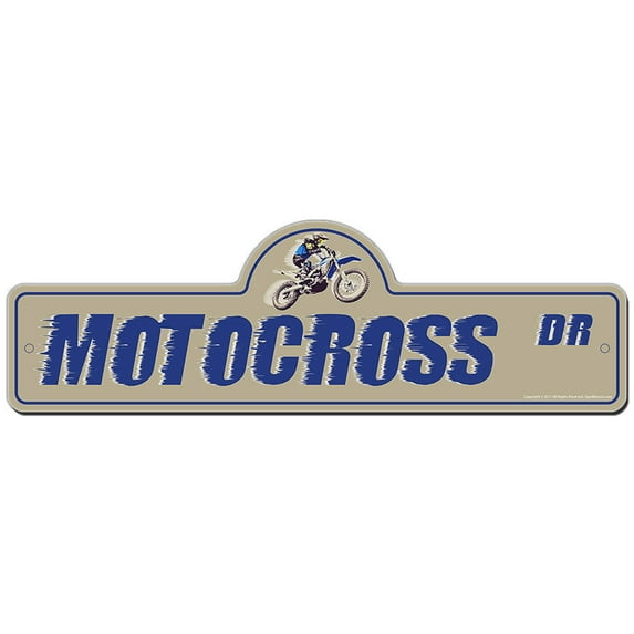 Motocross Street Sign | Indoor/Outdoor | Funny Home Decor for Garages, Living Rooms, Bedroom, Offices | SignMission personalized gift
