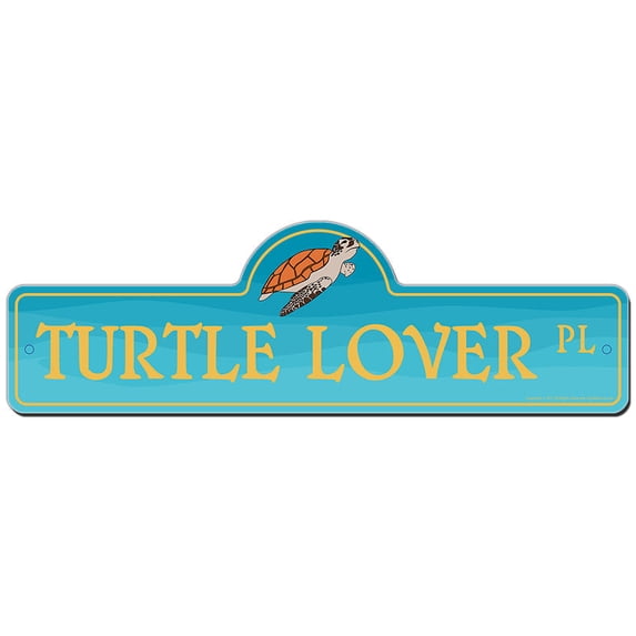 Turtle Lover Street Sign | Indoor/Outdoor | Funny Home Decor for Garages, Living Rooms, Bedroom, Offices | SignMission personalized gift