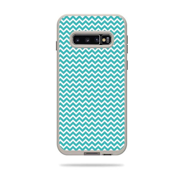 MightySkins LIFSAG10PL-Turquoise Chevron Skin Decal Wrap for LifeProof Fre Case Samsung Galaxy S10 Plus Sticker - Turquoise Chevron