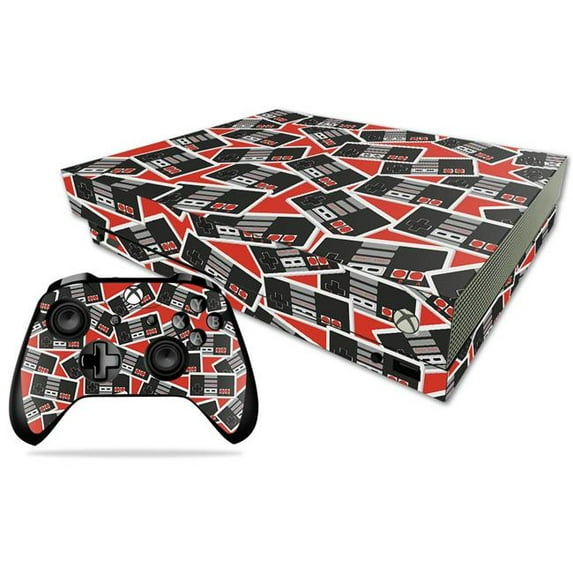 MightySkins MIXBONXCMB-Retro Controllers 3 Skin Decal Wrap for Microsoft Xbox One X Combo Sticker - Retro Controllers 3