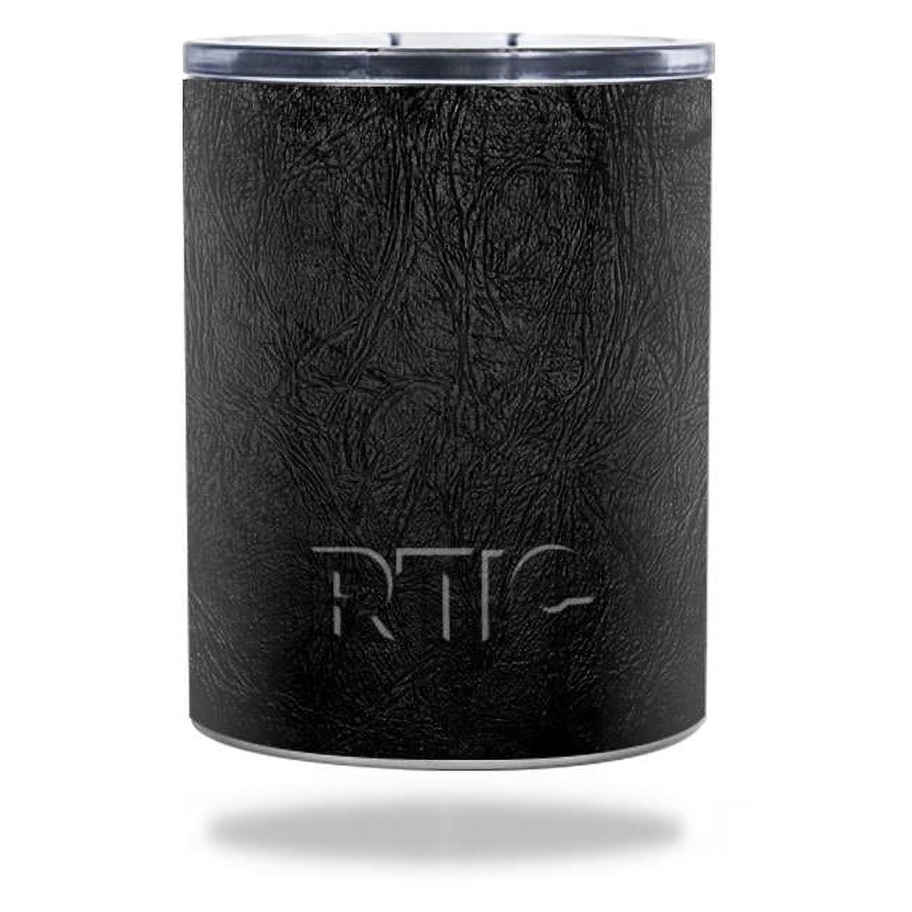 MightySkins RTLOW10-Black Leather Skin for RTIC Lowball 10 oz 2016 Wrap ...