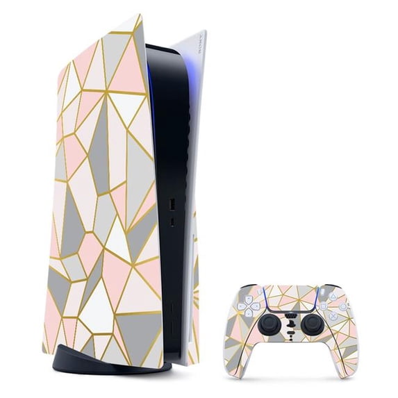 MightySkins SOPS5CMB-Rose Gold Polygon Skin for PS5 & Playstation 5 Bundle - Rose Gold Polygon