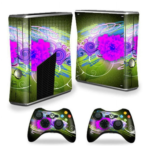 MightySkins XBOX360S-Flower Neon Skin Decal Wrap Cover for Xbox 360 S Slim Plus 2 Controllers - Flower Neon