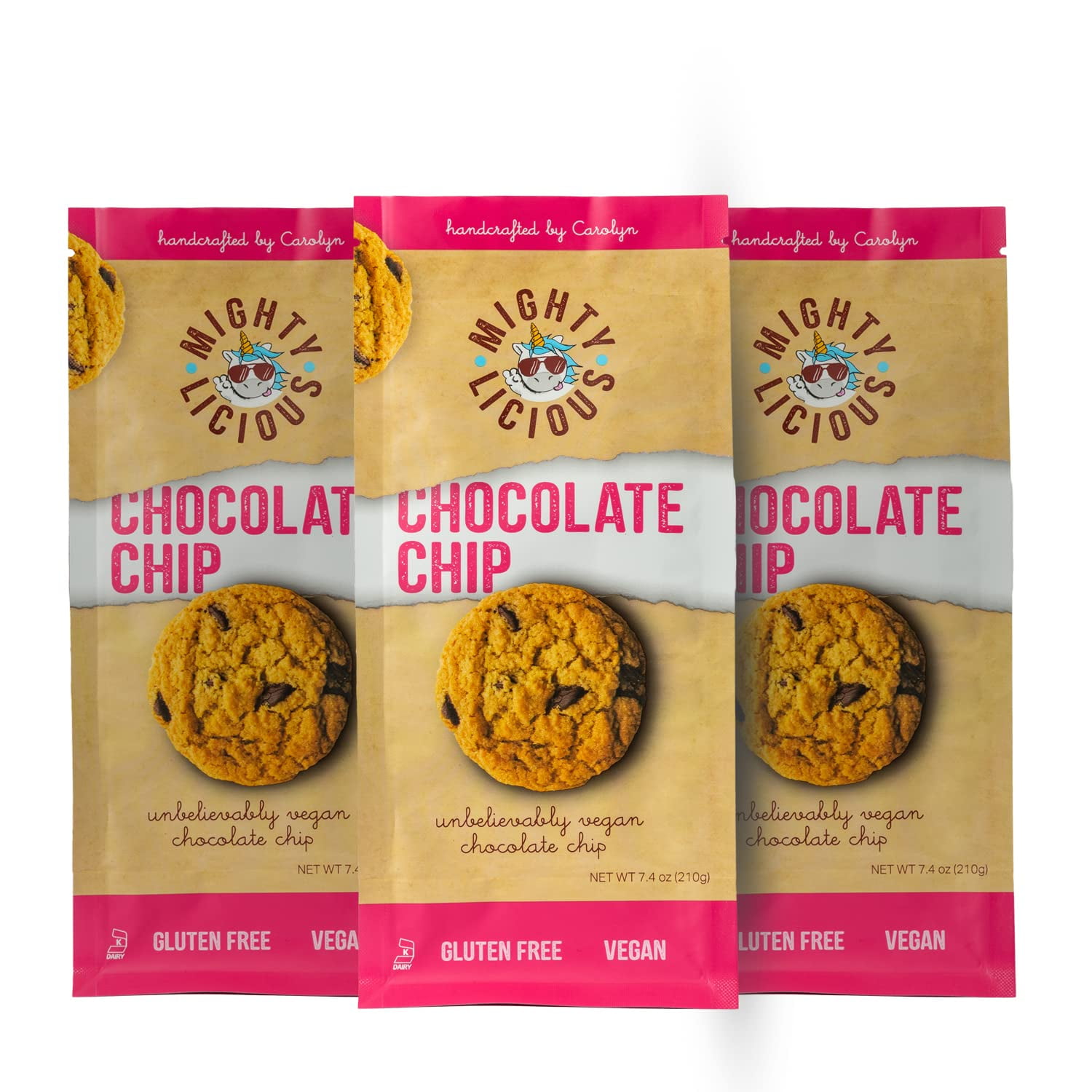Mightylicious Vegan Handcrafted GlutenFree Chocolate Chip Cookies, 7.4