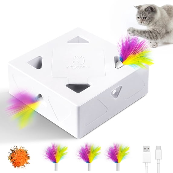 Migipaws Interactive Cat Toys -Migibox for Indoor Bored Cats, Automatic ...