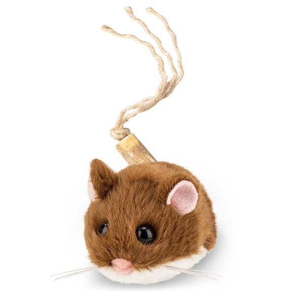 Migipaws Interactive Automatic Rolling Plush Mouse Cat Toy Touch Activate Mouse Squeak Long Wag Tail Catnip for Kitten Hunting Play