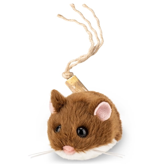 Migipaws Interactive Automatic Rolling Plush Mouse Cat Toy Touch Activate Mouse Squeak Long Wag Tail  Catnip for Kitten Hunting Play