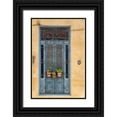 thumbnail image 1 of Miglavs, Janis 23x32 Black Ornate Wood Framed with Double Matting Museum Art Print Titled - Flower pots sit in wrought iron gate in front of blue door in Old Havana; La Habana Vieja-Cuba, 1 of 4