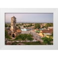 thumbnail image 1 of Miglavs, Janis 24x17 White Modern Wood Framed Museum Art Print Titled - Morning hillside view of Santa Ana church-the plaza-Trinidad streets and the ocean-Cuba, 1 of 4