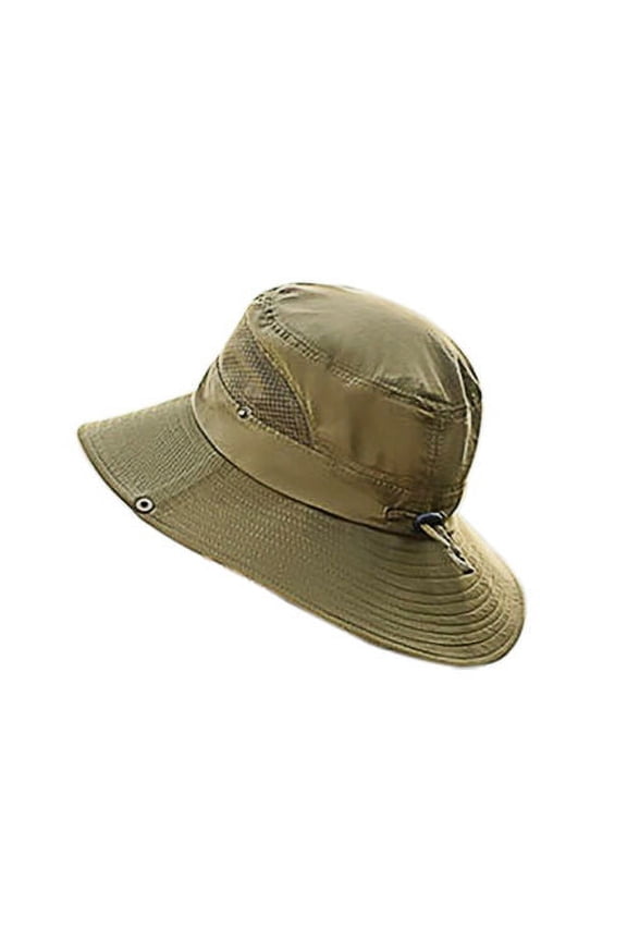 Breathable Wide Brim Boonie Hat Outdoor Waterproof UPF 50+ Sun Protection Mesh Safari Sun hat for Travel Fishing(Green)