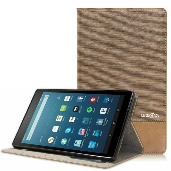 Mignova Case for Fire HD 8 Tablet 8th - Slim PU Leather Folding Stand Cover For All-New Amazon Fire HD 8 7th 8th Generation 2017 / 2018 Release(Brown)