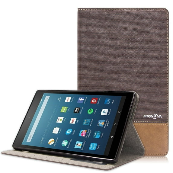 Mignova Case for Fire HD 8 Tablet 8th - Slim PU Leather Folding Stand Cover For All-New Amazon Fire HD 8 7th 8th Generation 2017 / 2018 Release(Dark Brown)