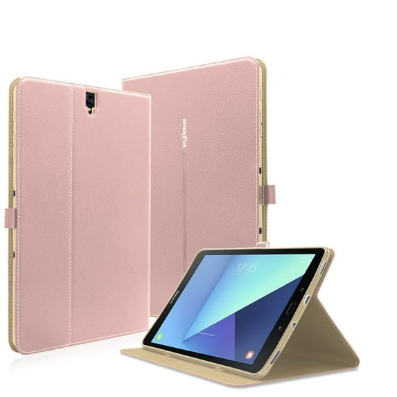 Mignova For Galaxy Tab S3 9.7 inch T820 Case - Premium Leather Cover Slim Smart Stand with Document Card Pocket for Samsung Galaxy Tab S3 9.7 Inch 2017 Tablet SM-T820 T825 T827 -Rose Gold