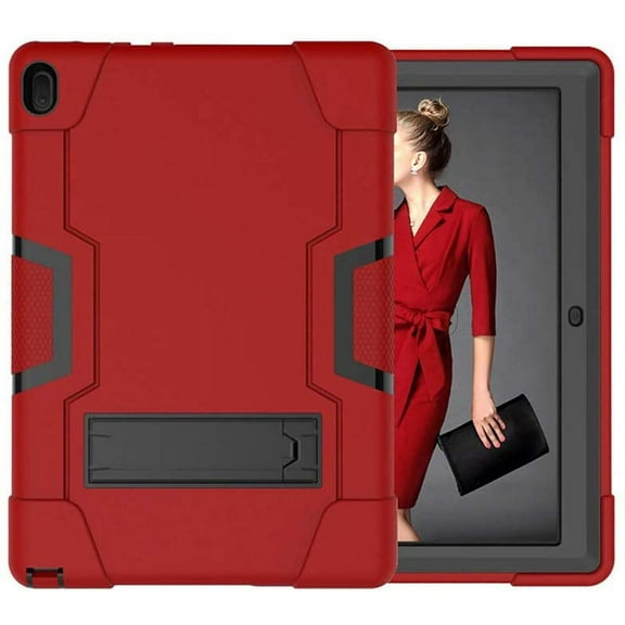 Mignova For Lenovo Tab E10 10.1 Inch Case, Heavy-Duty Drop-Proof and Shock-Resistant Rugged Hybrid case(with Built-in Stand), for Lenovo Tab E10 (TB-X104F) Case(Red/Black)