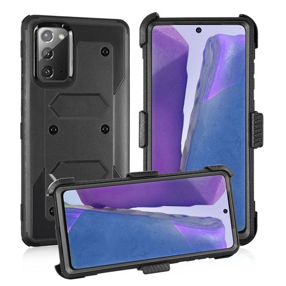 Mignova For Samsung Galaxy Note 20 6.7" Case Defender Heavy Duty Rugged Rubber Shockproof Drop Proof Holster Belt Clip Cover for Samsung Galaxy Note 20 6.7 inch (Black)
