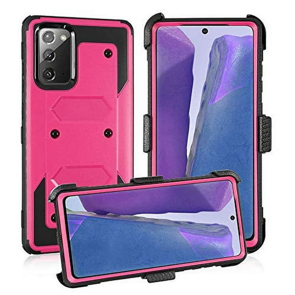 Mignova For Samsung Galaxy Note 20 6.7" Case Defender Heavy Duty Rugged Rubber Shockproof Drop Proof Holster Belt Clip Cover for Samsung Galaxy Note 20 6.7 inch (Pink)