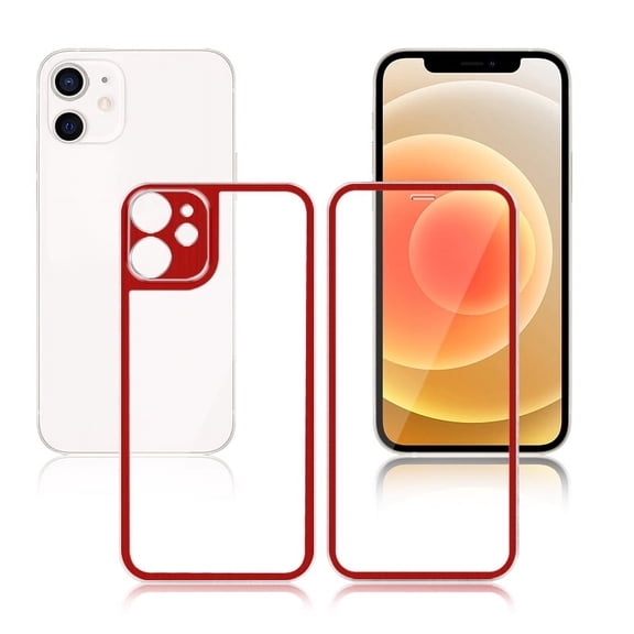 Mignova Front and Back Screen Protector for iPhone 12 Mini, Tempered Glass Haptic Touch Front and Rear Temper Film Premium HD Clarity Anti-Fingerprint/Scratch for iPhone 12 Mini 5.4 inch - Red