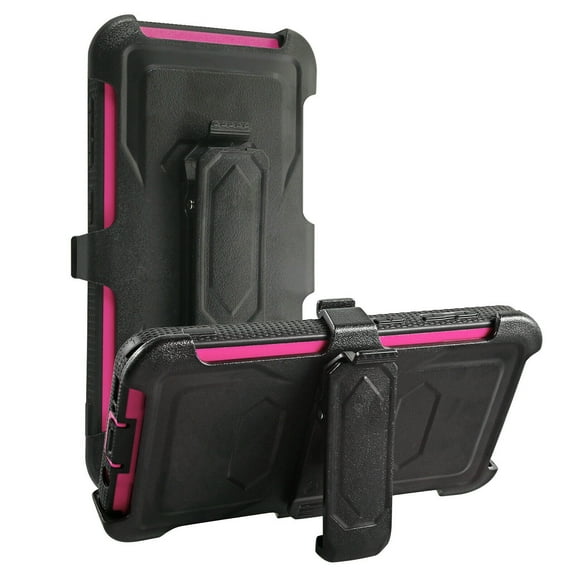 Mignova Galaxy A50 Space/A30/A20 Case,Heavy-Duty Shockproof Full Body Protection Rugged Hybrid Case with Rotating Belt Clip and Bracket for Galaxy A50 Space/A30/A20 case(Rose red)