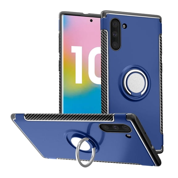 Mignova Galaxy Note 10 case,TPU + PC Mixed Double case,Suitable for Samsung Galaxy Note 10 Full Body Heavy Duty Protection 360 Rotating Metal Hidden Ring Bracket(Blue)