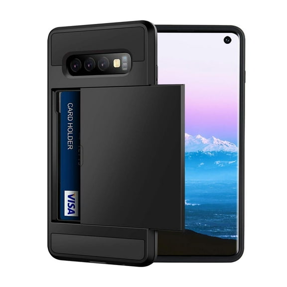 Mignova Galaxy S10 case,Rugged Double-Layer Protection Card Holder Shockproof and Drop-Proof Protection Hard Shell Mixed Rubber Armor for Galaxy S10 6.1 inch case(Black)