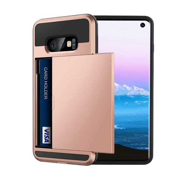Mignova Galaxy S10E/S10 Lite case,Rugged Double-Layer Protection Card Holder Shockproof and Drop-Proof Protection Hard Shell Mixed Rubber Armor for Galaxy S10E/S10 Lite 5.8 inch case(Rose Gold)
