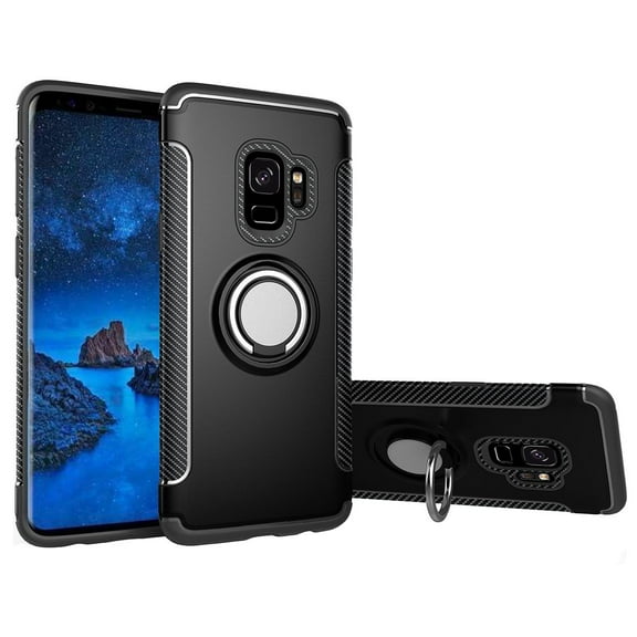 Mignova Galaxy S9 Plus Case, Two-layer Reinforced Back Cover Protect Case with Ring Holder for Samsung Galaxy S9 Plus(Black)