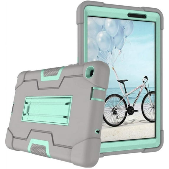 Mignova For Galaxy tab A 8.0 SM-P200/P205 Tablet 2019 Released,Heavy-Duty Drop-Proof and Shock-Resistant Rugged Hybrid(with Built-in Stand)Case(Gray+Aqua)