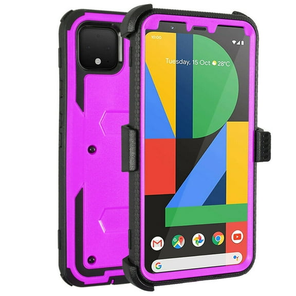 Mignova for Google Pixel 4 Case , Built in Belt Clip [Screen Protector] [Full Body] [Heavy Duty Protection ] Shock Reduction Durable Case Girls Boys Outdoor Cover for Google Pixel 4 5.7 inch(Purple)