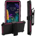 thumbnail image 1 of Mignova LG K30 Case, Rugged Plastic Heavy Duty Armor Holster Defender Full Body Protective Hybrid Case Cover with Belt Swivel Clip and Kickstand for LG Aristo 4+/Arena 2/Prime 2/ LG X2 Case (Pink), 1 of 7