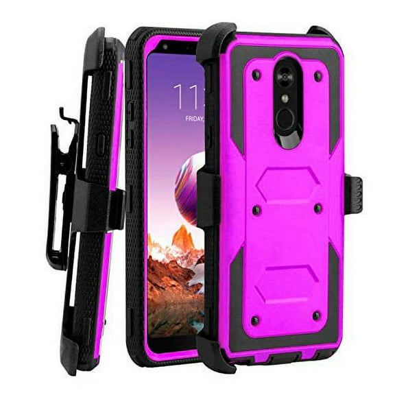 Mignova LG Stylo 4 case, heavy-duty shock-proof body protection rugged hybrid case with swivel belt clip and bracket for LG Stylo 4 case 2018 (Purple)