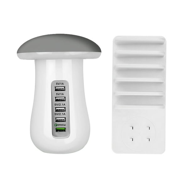 Mignova Multi Port USB Charging Station,5-Port USB Charging Station Dock Stand Desktop LED Lamp Mushroom Desk Lamp for iPhones / iPads / Android smartphones / Android tablets