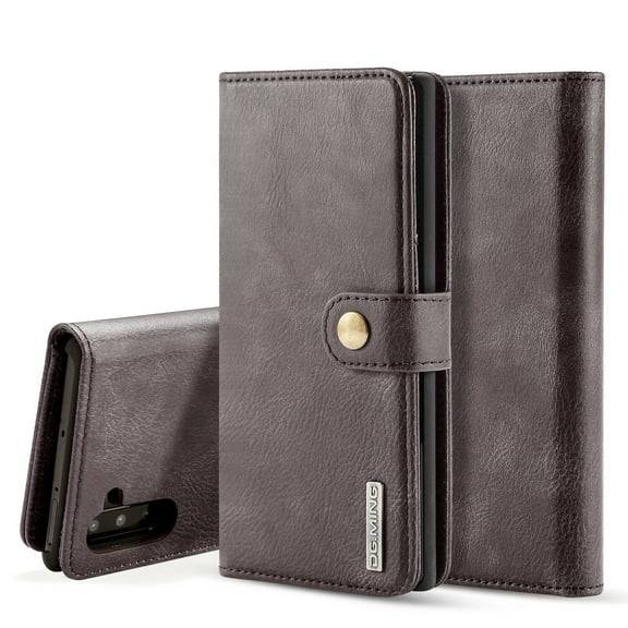 Mignova Premium Leather Folio Magnetic Wallet Protection Card Slot Holder Removable Back Shell Carrying Cover for Samsung Galaxy Note 10 Pro/5g/Plus case Dark Brown