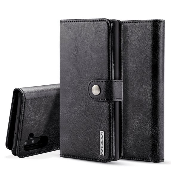 Mignova Premium Leather Folio Magnetic Wallet Protection Card Slot Holder Removable Back Shell Carrying Cover for Samsung Galaxy Note 10 Black