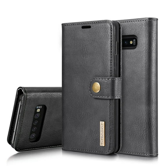 Mignova Premium Leather Folio Magnetic Wallet Protection Card Slot Holder Removable Back Shell Carrying Cover for Samsung Galaxy S10 Plus Black