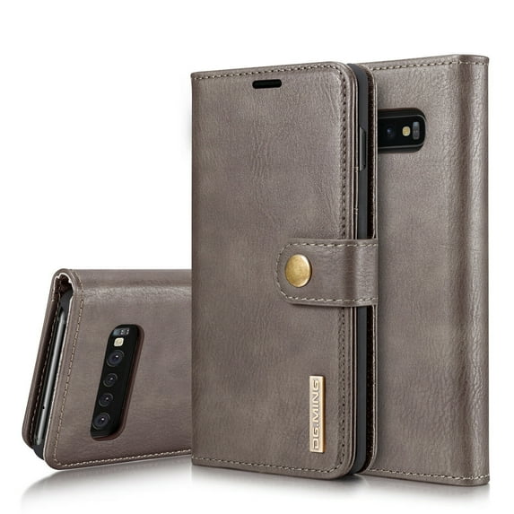 Mignova Premium Leather Folio Magnetic Wallet Protection Card Slot Holder Removable Back Shell Carrying Cover for Samsung Galaxy S10 PlusDark Brown