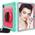 thumbnail image 1 of Mignova for TCL Tab Pro 5G Tablet Case for TCL TABMAX Tab Case Built in Kickstand Shoulder Hand Strap Shockproof Kids Friendly Case for Nokia T20/T21/Vastking KingPad M10 10.36 inch(Green+Pink), 1 of 6