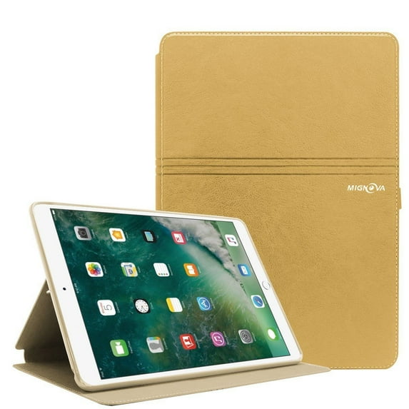 Mignova iPad 9.7 Inch Case, Lightweight Slim Fit PU Leather Folio Flip Smart Stand Wallet Case Multi-Angle Viewing Folio Cover for iPad 9.7 5th/6th Gen 2017 2018 A1822 A1823 A1893 A1954 (Gold)