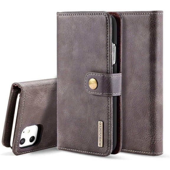 Mignova iPhone 11 6.1 inch Wallet Case, Magnetic PU Leather Full-Body Shockproof Flip Cover Credit Card Holder Protective Case (Detachable Magnetic Hard Case)Dark Brown