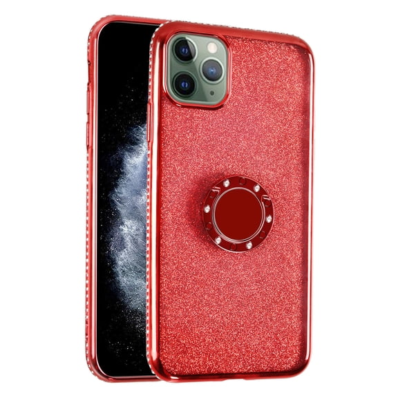 Mignova iPhone 11 Pro Cute Case, Glitter Bling Diamond Rhinestone Bumper with Ring Grip Kickstand Protective Thin Girly for iPhone 11 Pro 5.8 inch Case 2019 Women Girl(Red)