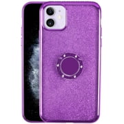 Mignova for iPhone 12 Mini 5.4 inch Case with Ring Holder, Glitter Bling Cover for Girls Women Sparkly Pretty Fancy Cute Rhinestone with Kickstand TPU Case For iPhone 12 Mini 5.4 inch 2020(Purple)