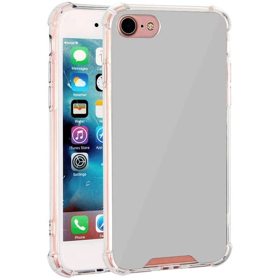 Mignova for iPhone SE 2020/8/7 case, Back Cover Bright Reflection Luxury Mirror Cosmetic case, with Soft Rubber TPU Bumper for iPhone SE 2020/iPhone 7/iPhone 8 case(Silver)